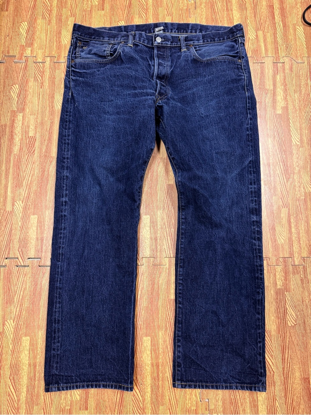 NICE Double RL Denim Mens Size 40x30 Slim Fit American Woven Selvedge Blue Jeans